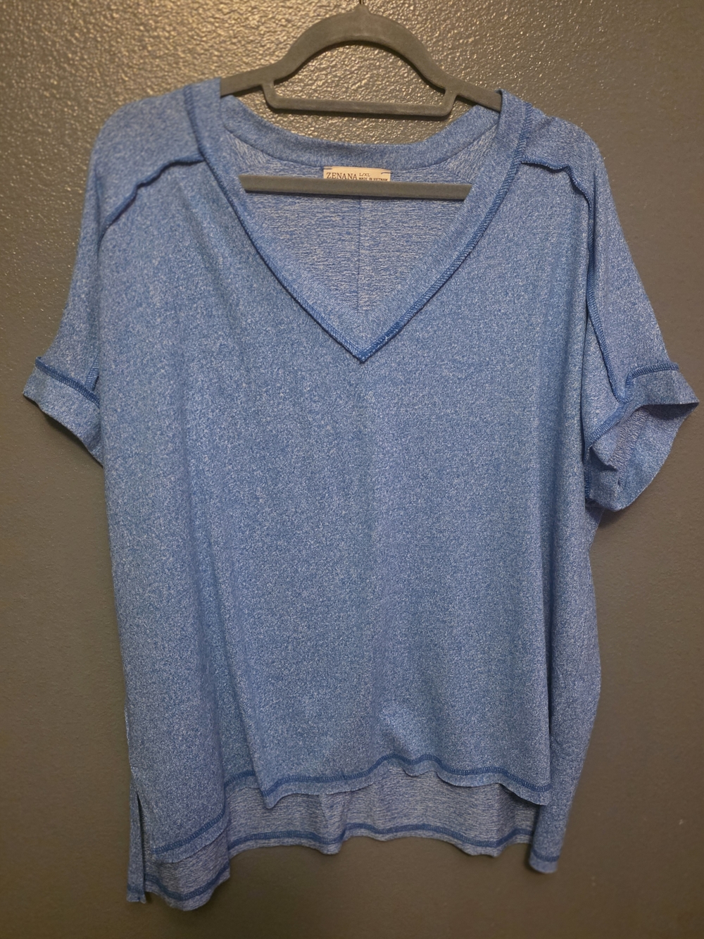 Zenana Outfitters Light Blue V-Neck Short Sleeve Top